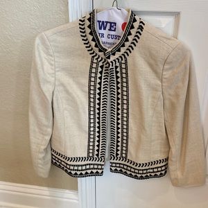 ANN TAYLOR Cream/ Black Embroidered Jacket - Sz 8